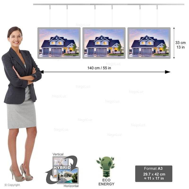 Illuminated Store Front Window - NegoLuz Australia Porte Affiche Suspendu Vitrine Led A3h 1r3c