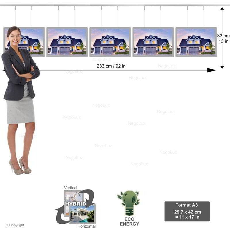 Light Box Seller - NegoLuz Australia Porte Affiche Suspendu Vitrine Led A3h 1r5c