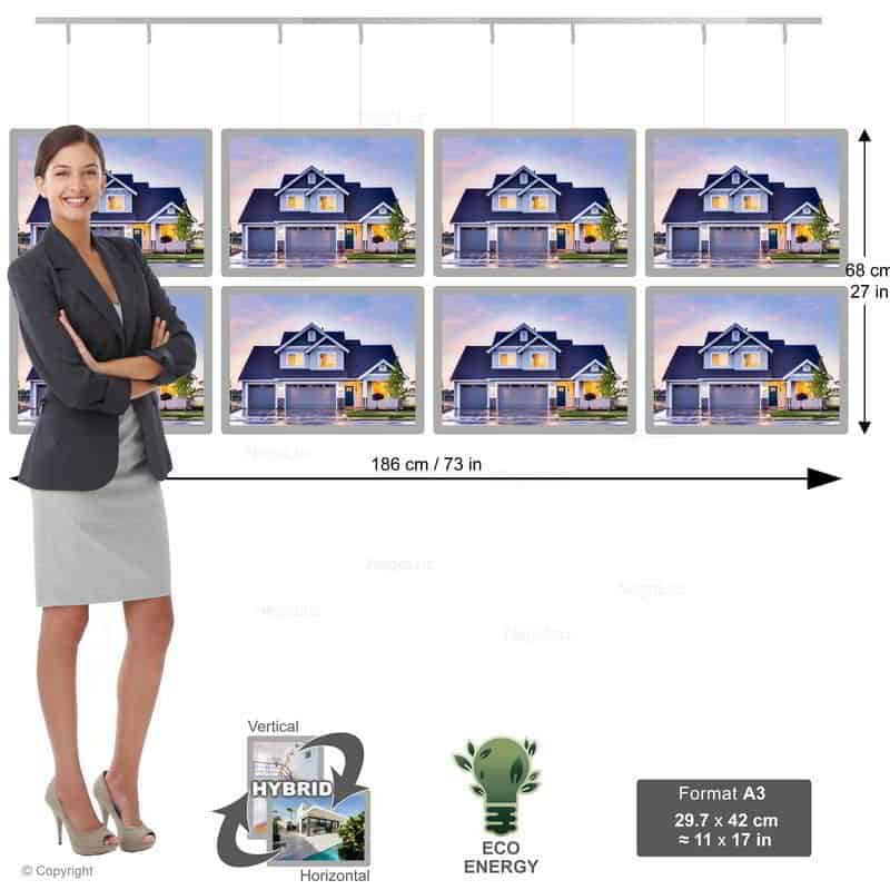 Porte Affiche Suspendu Vitrine Led A3h 2r4c