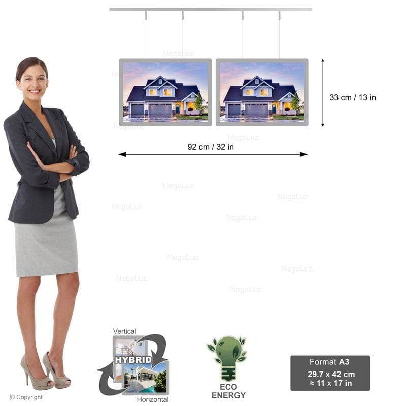 Reseller Led Light Box - NegoLuz Australia Porte Affiche Suspendu Vitrine Led A3h 1r2c